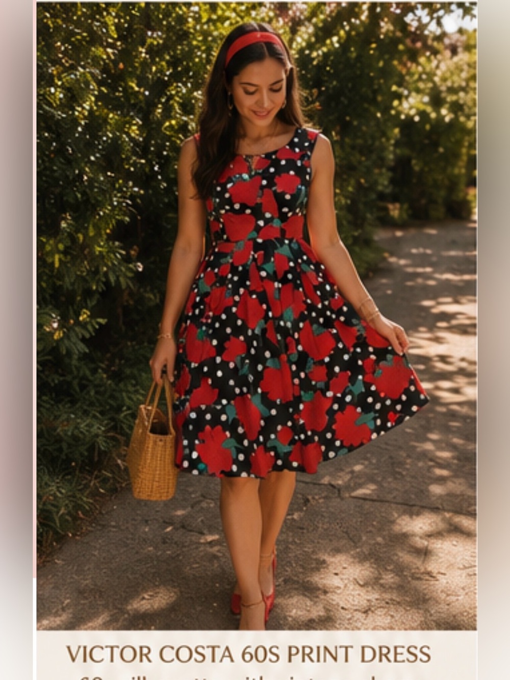 Vintage 60s Victor Costa print Dress sz 4/6 (A18)